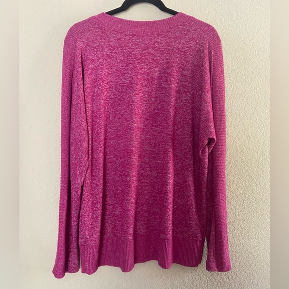 ANTHROPOLOGIE COA Size M Small V Neck Soft Magenta Pink Pullover Sweater - Picture 2 of 4